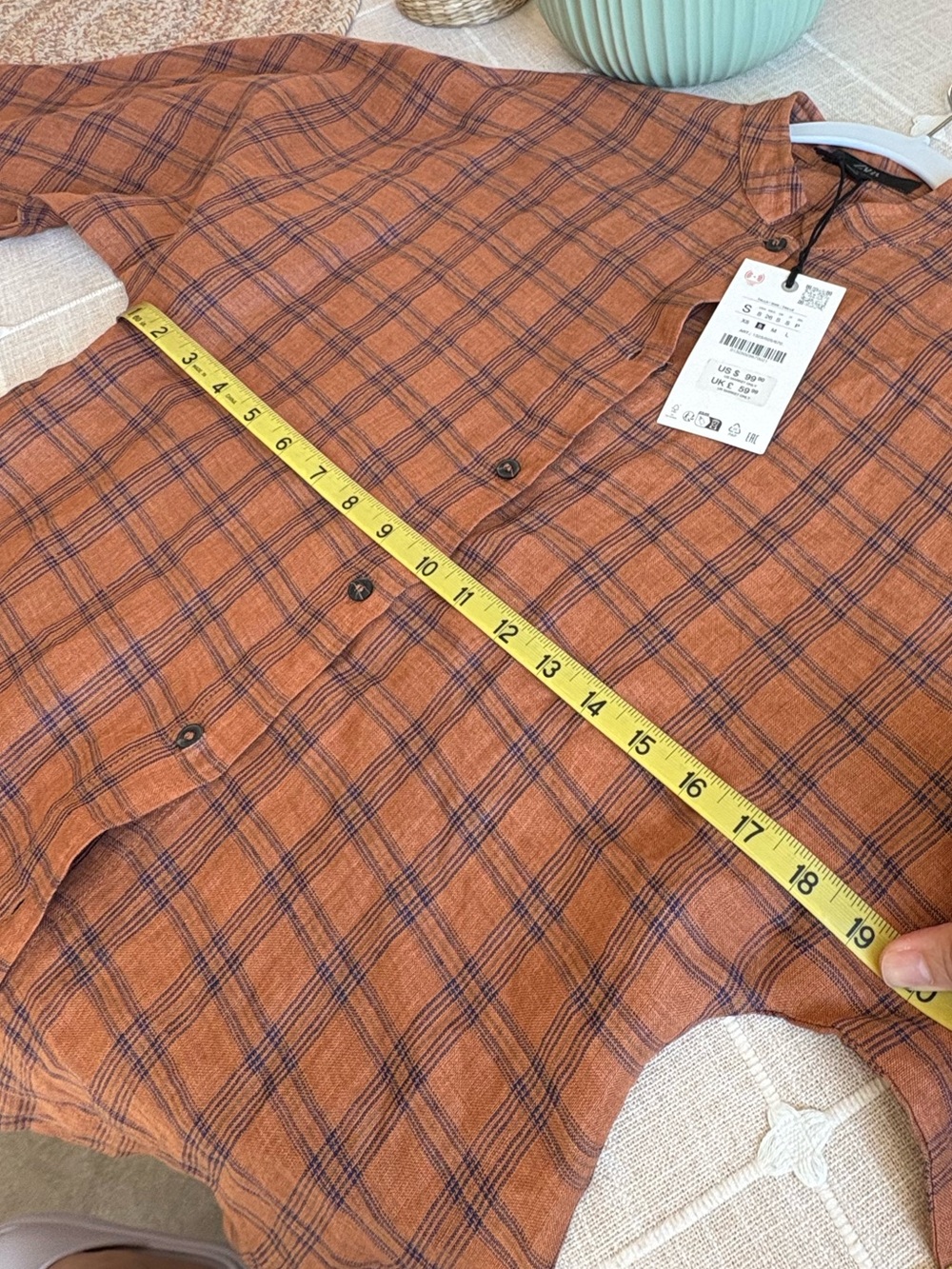 NWT Zara Checked Linen Shirt ZW Collection - Picture 10 of 11